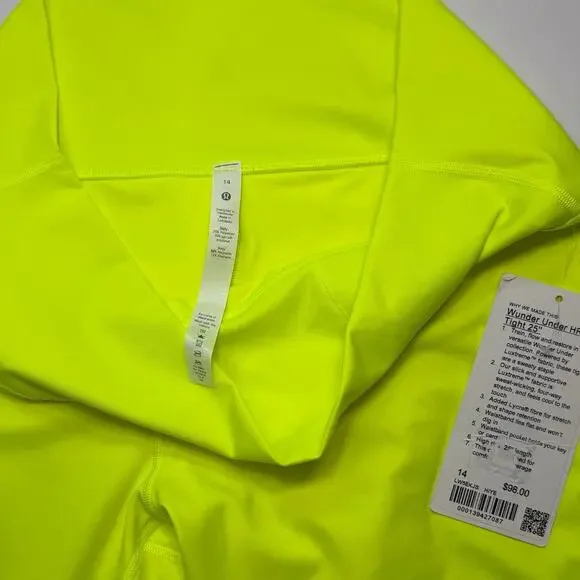 Lululemon Wunder Under High-Rise Tights 25” Electric Yellow Size 14 NWT